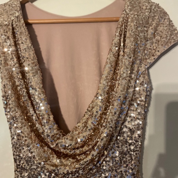 Rose Gold Sequin Low Back Dress - Picture 4 of 6
